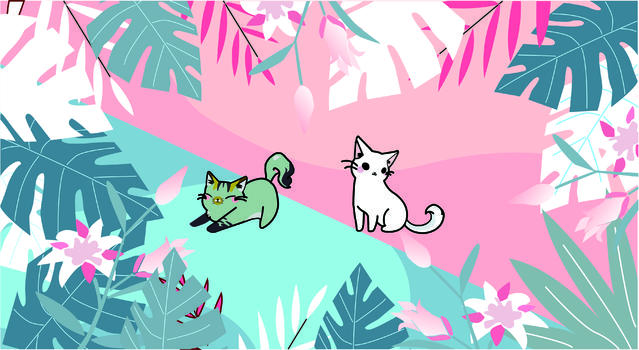 小猫花卉背景图片素材免费下载