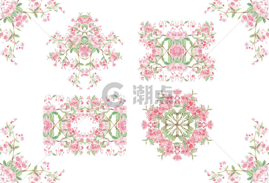 水彩粉色海棠花边组合素材图片素材免费下载