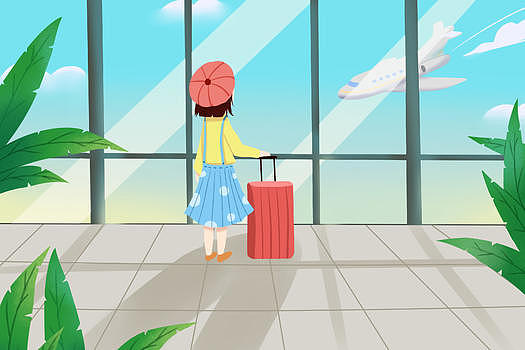 女孩带行李箱去旅行图片素材免费下载