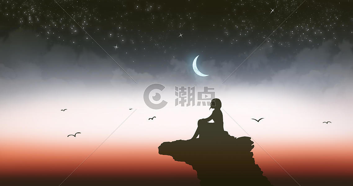 孤独的人插画原画4096*2160图片素材免费下载-编号28358-潮点视频