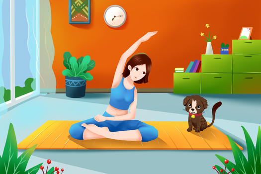 女孩室内瑜伽健身图片素材免费下载