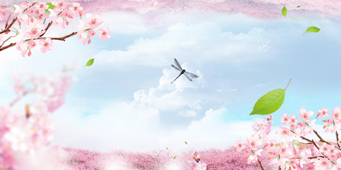 蓝天白云鲜花背景图片素材免费下载
