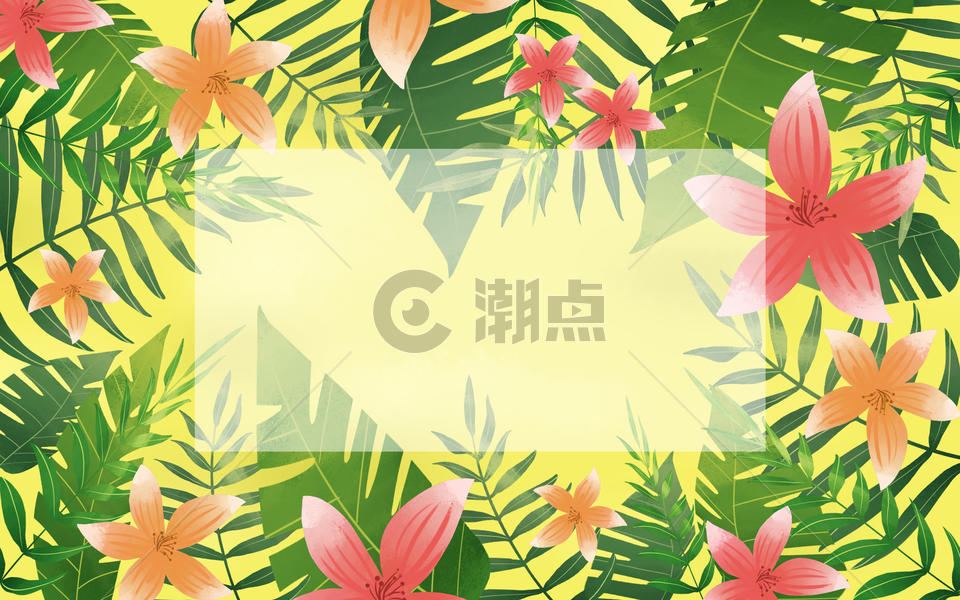 黄底树叶花卉背景图片素材免费下载