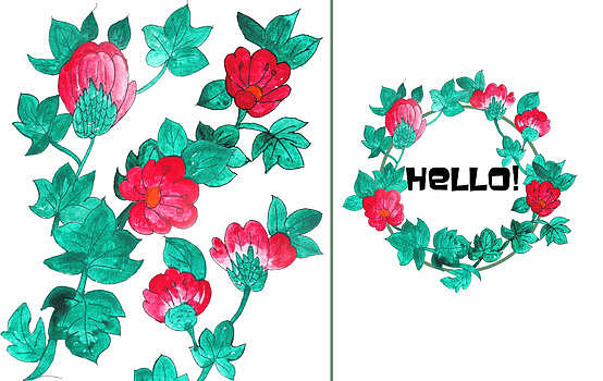 手绘水彩棉花的花图片素材免费下载