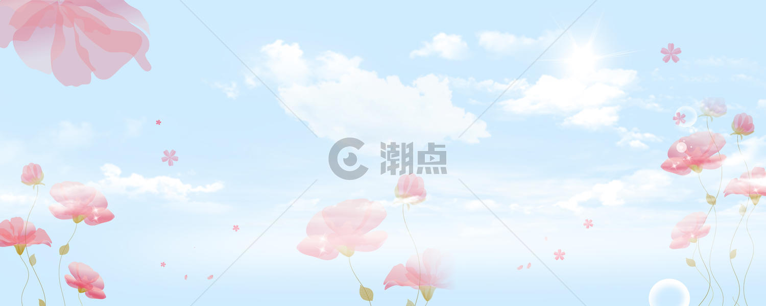 小清新云朵花朵背景图片素材免费下载