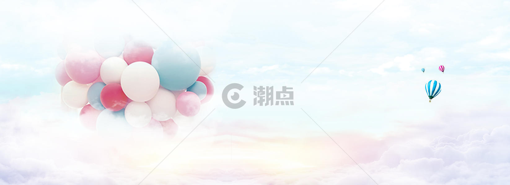 云朵气球小清新banner海报背景图片素材免费下载