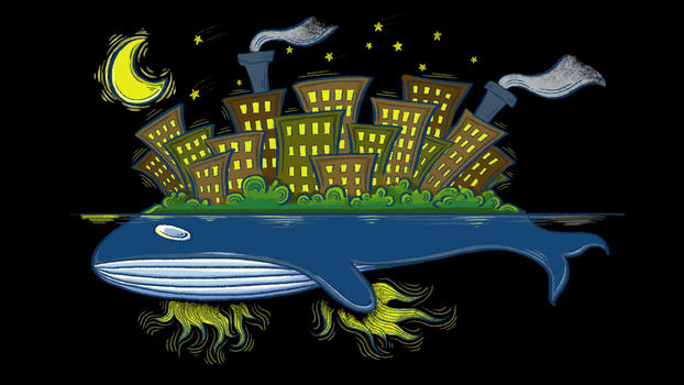 夜与鲸鱼唯美插画图片素材免费下载