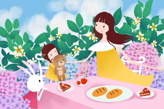 春日野餐卡通插画图片素材免费下载