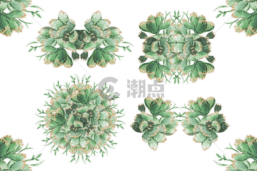 绿色植物花纹组合图片素材免费下载