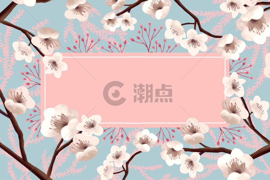粉恋樱花元素边框背景图片素材免费下载