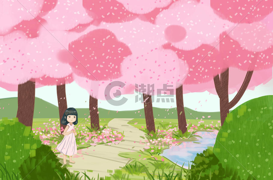 樱花花海-精灵女孩图片素材免费下载