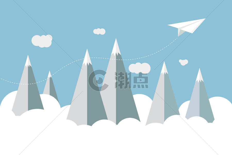 穿越高山的纸飞机图片素材免费下载