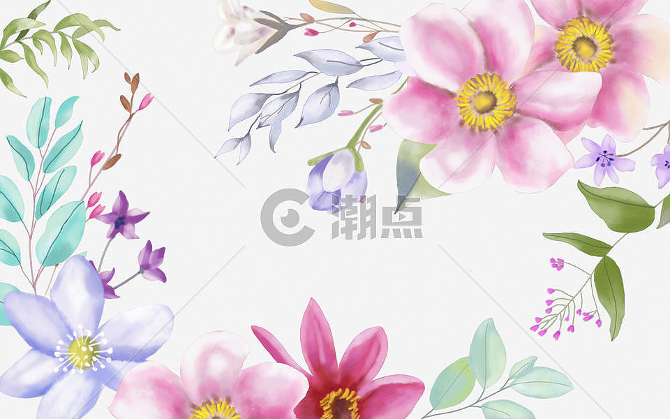 手绘水彩花朵背景图片素材免费下载