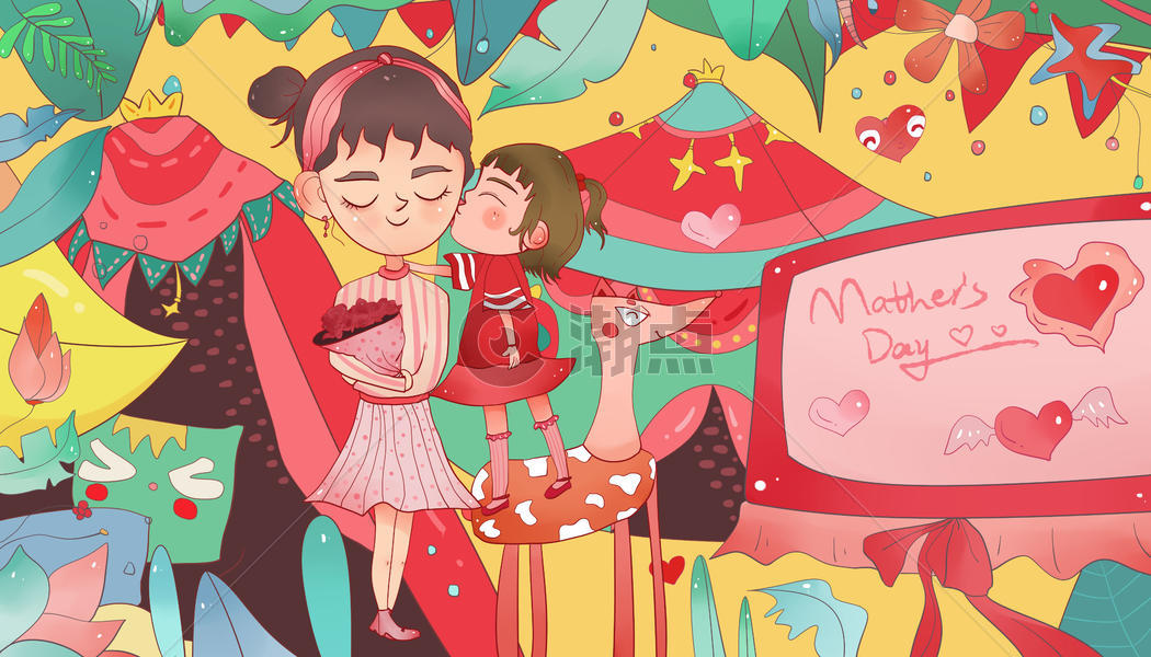 母亲节中国风插画主题图片素材免费下载