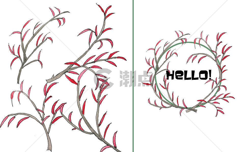 手绘水彩枫叶芽图片素材免费下载