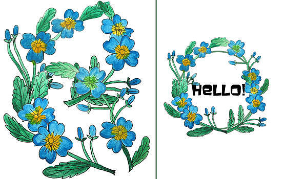 手绘水彩蓝色花朵图片素材免费下载