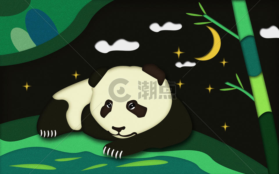 剪纸风大熊猫图片素材免费下载