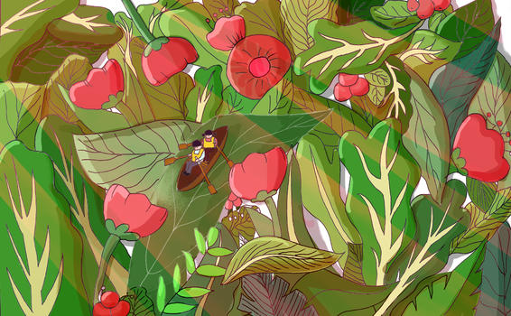 夏季绿色树叶鲜花背景海报图图片素材免费下载