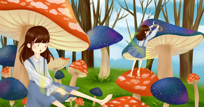 蘑菇女孩图片素材免费下载