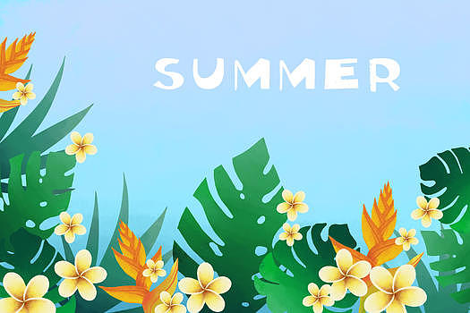 夏天字母花卉植被背景图片素材免费下载