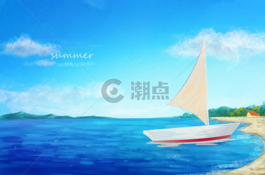 夏之海风-夏天海边帆船图片素材免费下载