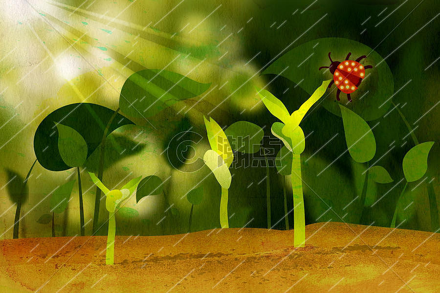 谷雨绿植发芽插画图片素材免费下载