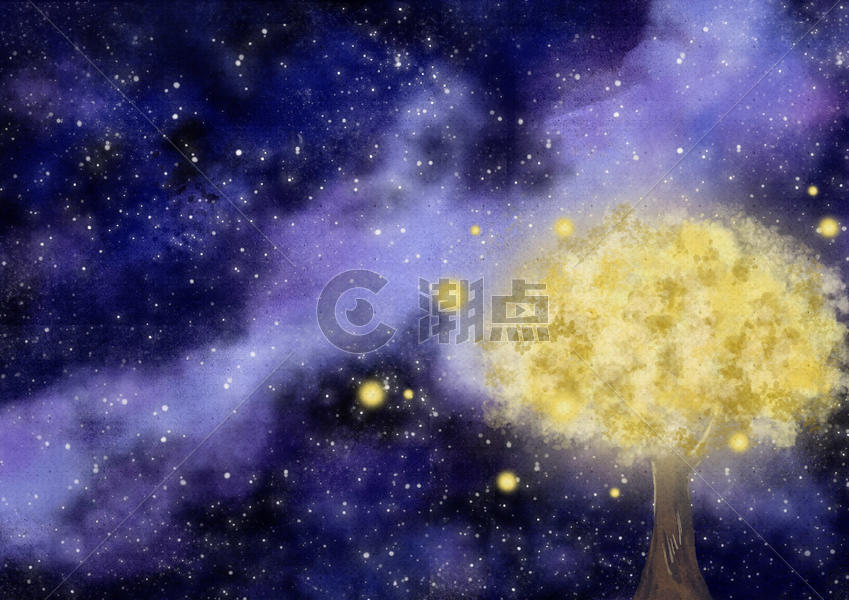 星空下的树图片素材免费下载