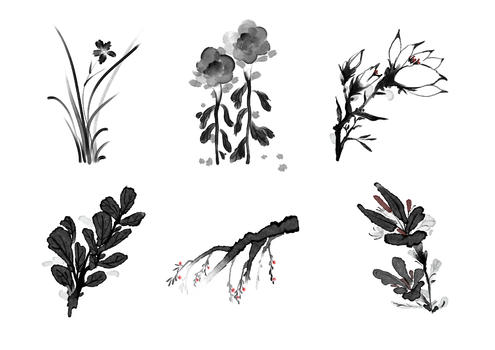 水墨植物背景素材图片素材免费下载