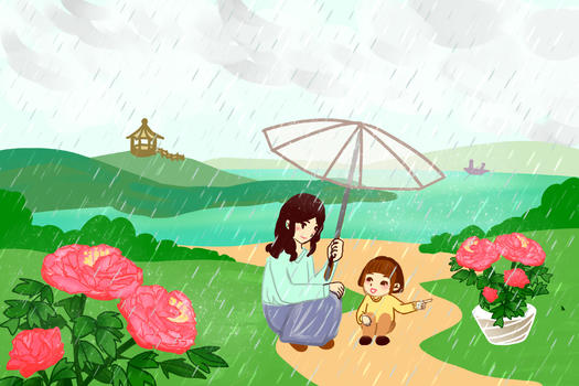 谷雨赏牡丹花图片素材免费下载