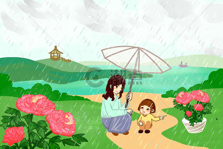 谷雨赏牡丹花图片素材免费下载