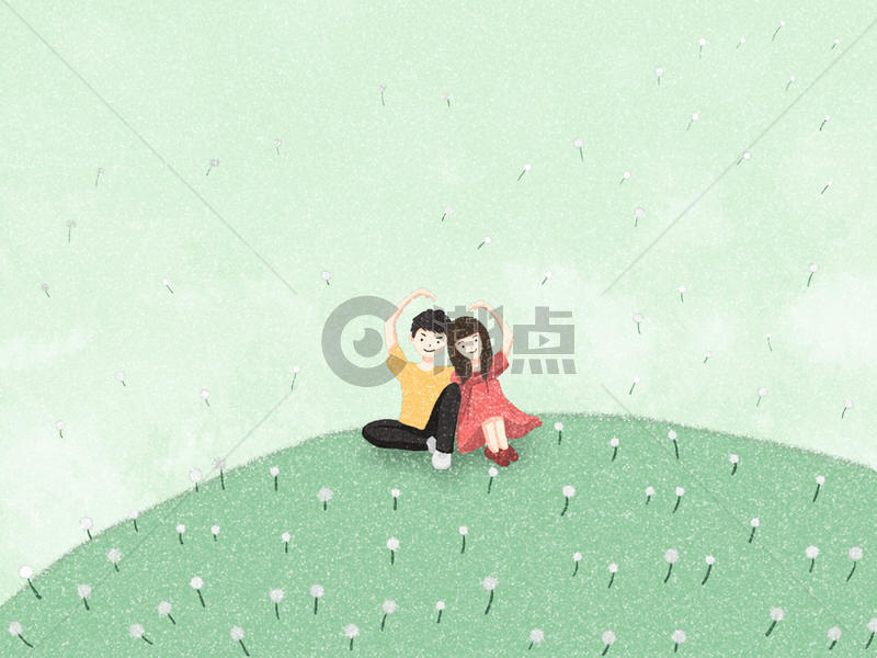 坐在草地上的情侣图片素材免费下载