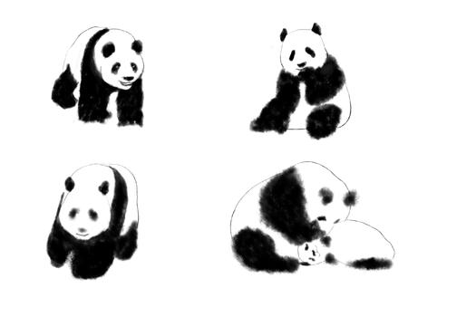 熊猫手绘水墨风格图片素材免费下载