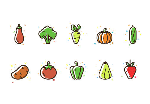 MBE风格蔬果图标图片素材免费下载
