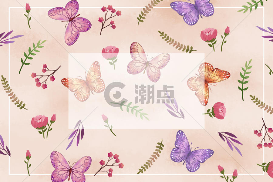 紫色花卉蝴蝶背景图片素材免费下载