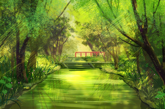 水の色-夏天树林阳光水面图片素材免费下载