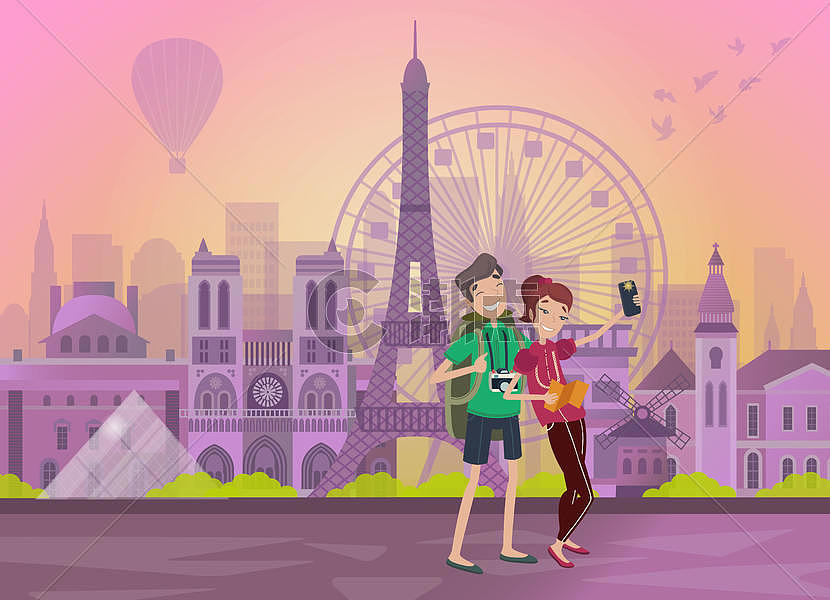 巴黎旅游情侣蜜月游图片素材免费下载