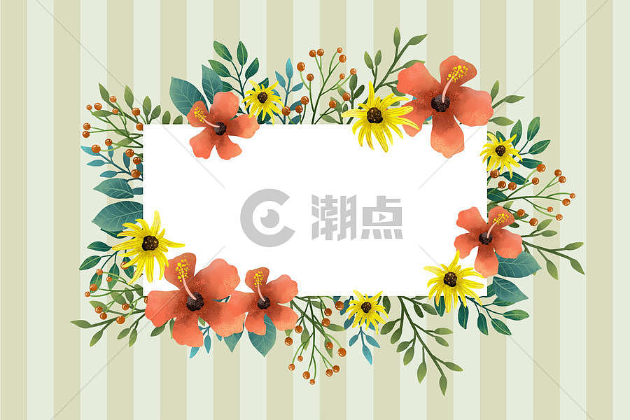 条纹底纹花卉植被边框图片素材免费下载