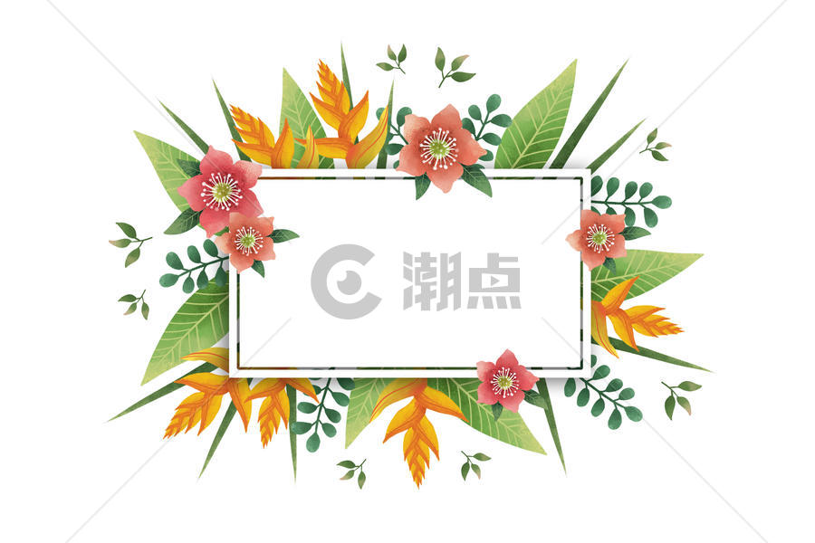 小清新花卉植物装饰框图片素材免费下载