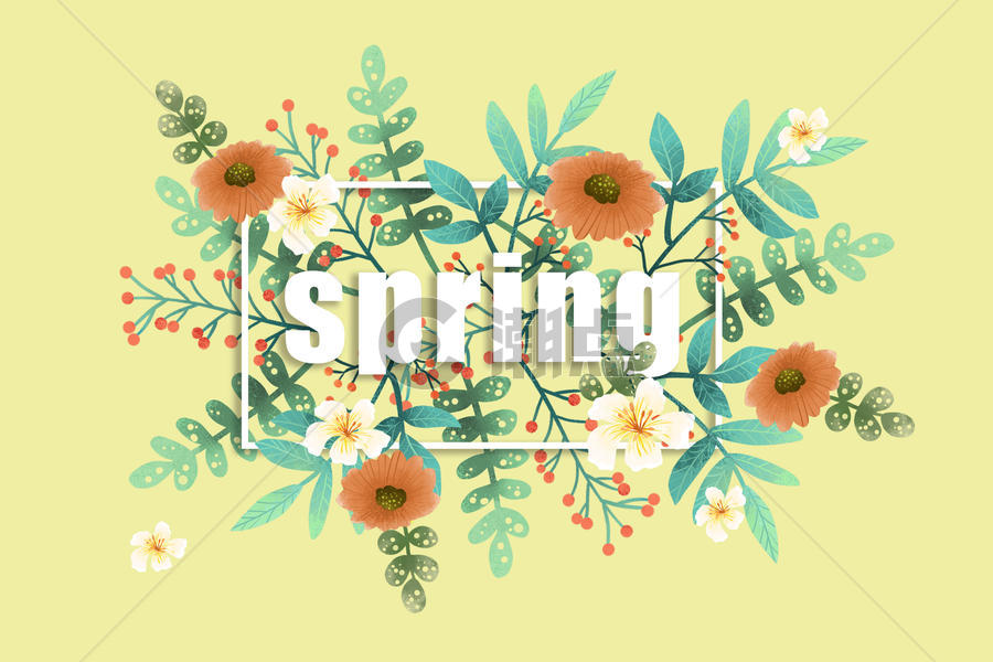清新春天字母边框花卉植被背景图片素材免费下载