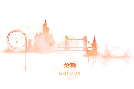 伦敦水彩插画图片素材免费下载