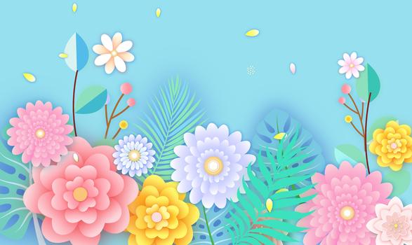 剪纸风格花卉背景图片素材免费下载