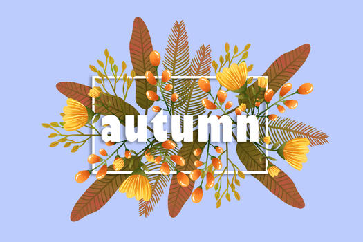 秋日字母边框花卉植被背景图片素材免费下载