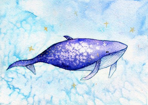 水彩手绘鲸鱼图片素材免费下载