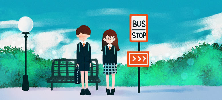 等公车的学生图片素材免费下载