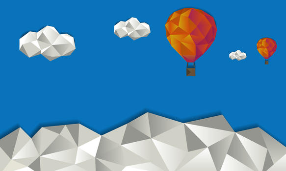 飞跃高山的热气球图片素材免费下载