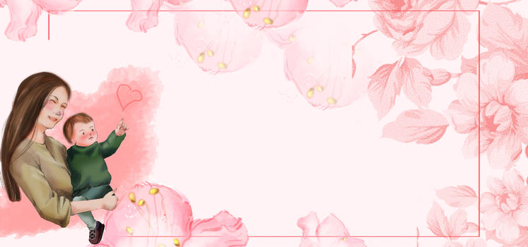 母亲节粉色花朵边框小清新可爱背景图片素材免费下载