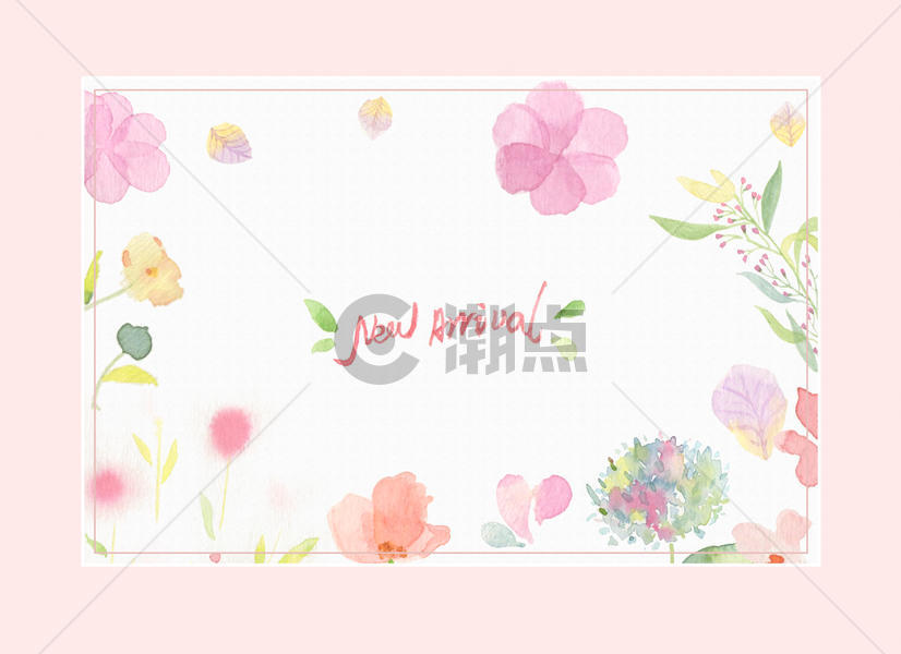 粉色花卉水彩背景图片素材免费下载