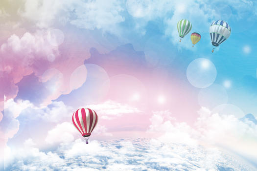彩色热气球天空图片素材免费下载