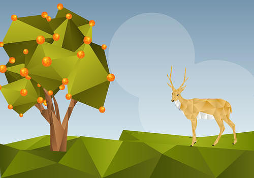 果树下的小鹿图片素材免费下载