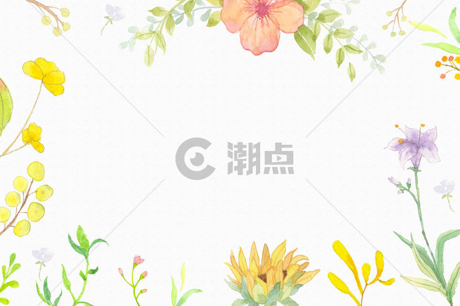黄色水彩花卉背景图片素材免费下载